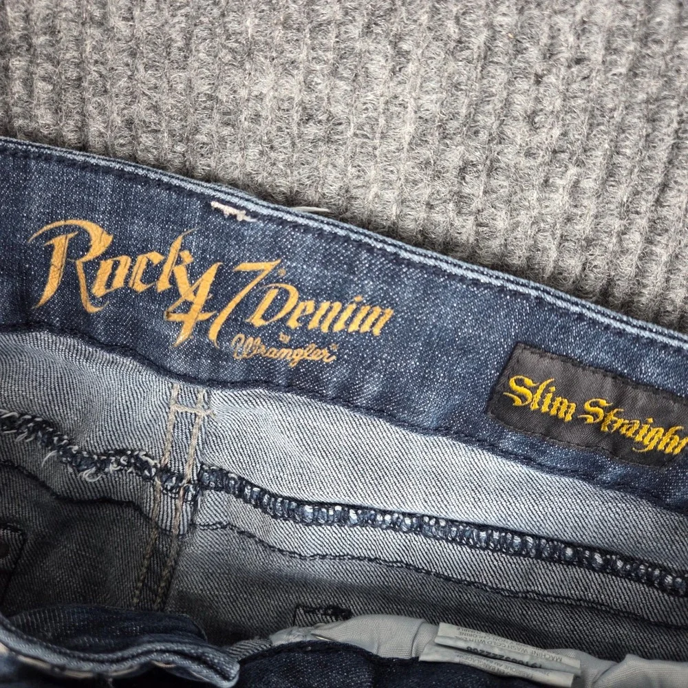 Wrangler Rock 47‎ Mens Slim Straight Medium Wash Jeans Blue MRS47RX 32x30
